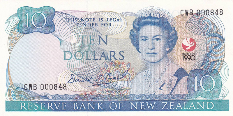 New Zealand, 10 Dollars, 1990, UNC, p176

Queen Elizabeth II Portrait

Estim...