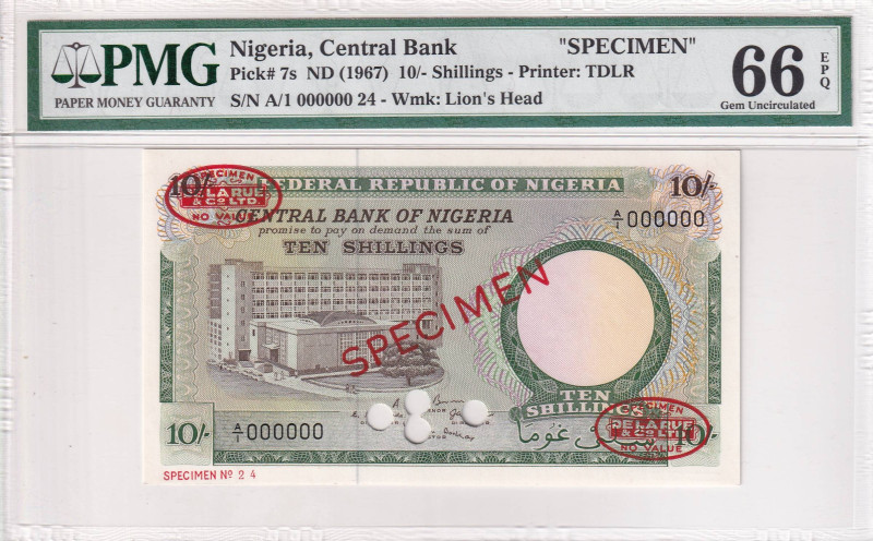 Nigeria, 10 Shillings, 1967, UNC, p7s, SPECIMEN

PMG 66 EPQ

Estimate: USD 3...