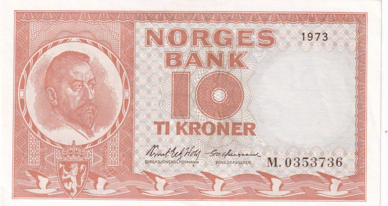 Norway, 10 Kroner, 1973, UNC(-), p31f

Light handling, There are pinholes

E...