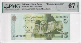 Pakistan, 75 Rupees, 2022, UNC, p56a

PMG 67 EPQ, High Condition, Commemorative, 12nd highest rated banknote certified by PMG

Estimate: USD 30-60