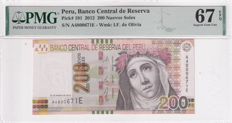 Peru, 200 Soles, 2012, UNC, p191

PMG 67 EPQ, High condition 

Estimate: USD...