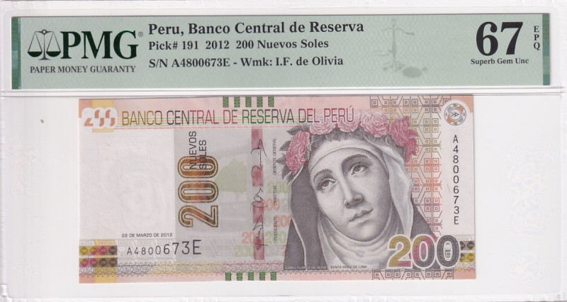 Peru, 200 Nuevos Soles, 2012, UNC, p191

PMG 67 EPQ

Estimate: USD 150-300