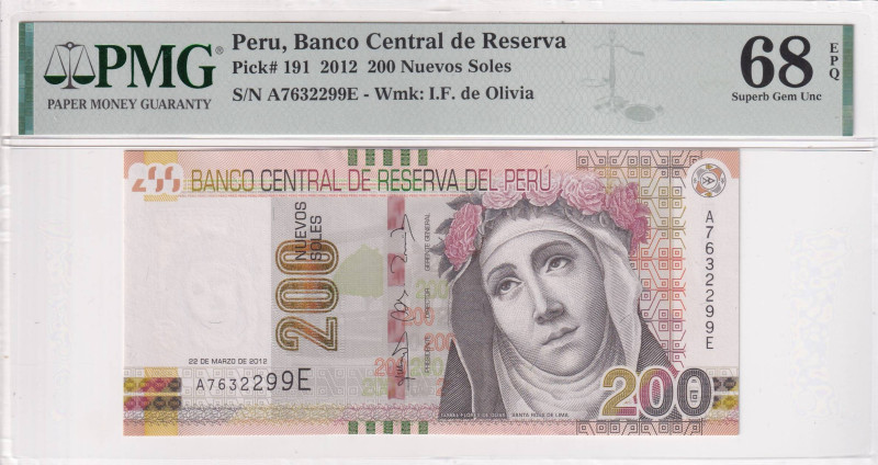 Peru, 200 Nuevos Soles, 2012, UNC, p191a

PMG 68 EPQ, High Condition 

Estim...