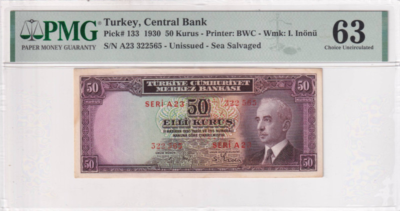 Turkey, 50 Kurush, 1930, UNC, p133, 2.Emission

PMG 63, Sinking Ship

Estima...