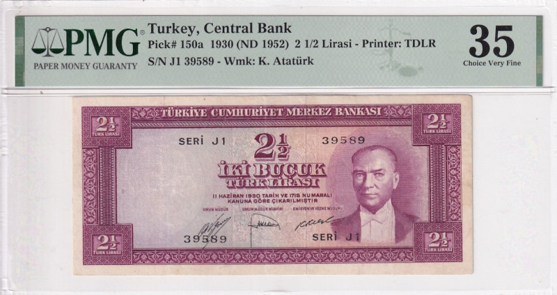 Turkey, 2 1/2 Lira, 1952, VF, p150, 5.Emission

PMG 35

Estimate: USD 50-100