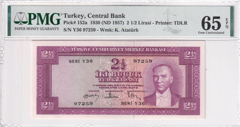 Turkey, 2 1/2 Lira, 1957, UNC, p152a, 5.Emission

PMG 65 EPQ

Estimate: USD ...