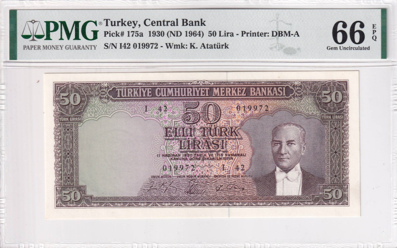 Turkey, 50 Lira, 1964, UNC, p175a, 5.Emission

PMG 66 EPQ, 3nd highest rated b...