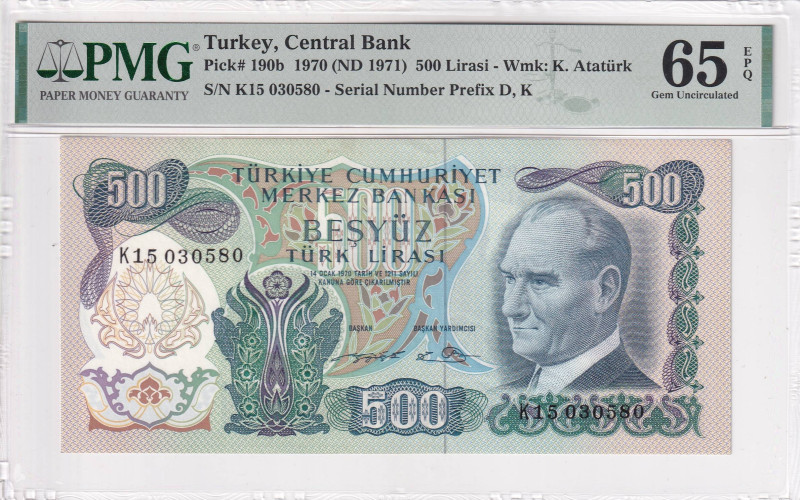 Turkey, 500 Lira, 1971, UNC, p190a, 6.Emission

PMG 65 EPQ, Rare Condition, 6n...