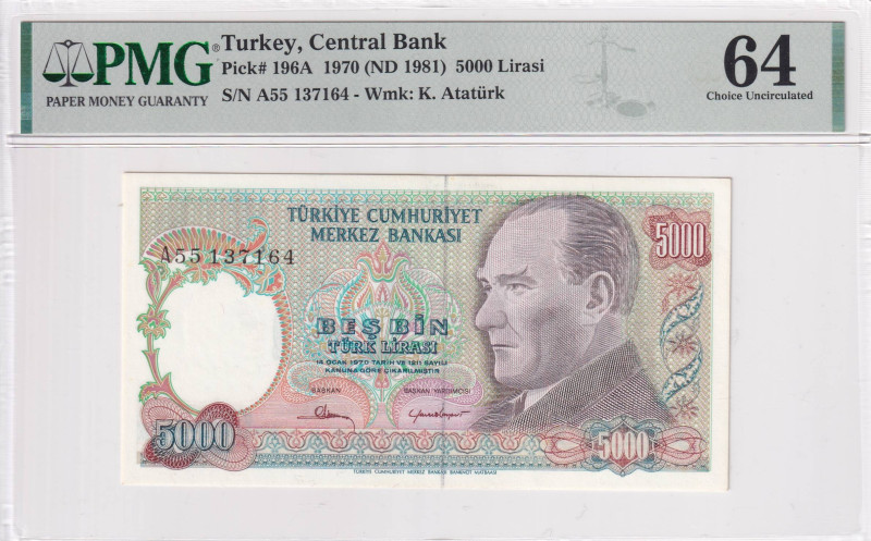 Turkey, 5.000 Lira, 1970, UNC, p196A, 7.Emission

PMG 64

Estimate: USD 100-...