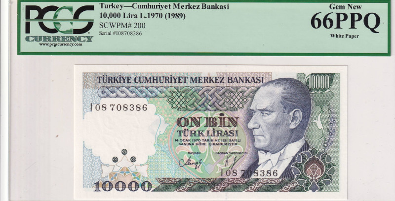 Turkey, 10.000 Lira, 1993, UNC, p200, 7.Emission

PCGS 66 PPQ

Estimate: USD...