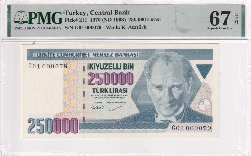 Turkey, 250.000 Lira, 1998, UNC, 7.Emission

PMG 67 EPQ, High condition , Top ...