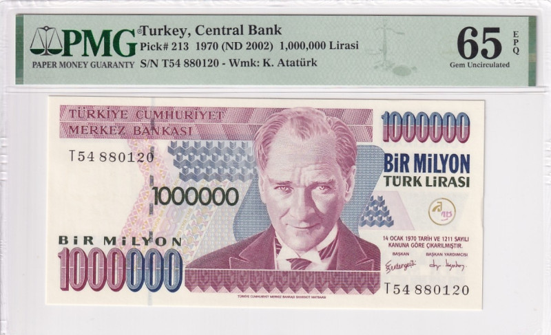 Turkey, 1.000.000 Lira, 2002, UNC, p213, 7.Emission

PMG 65 EPQ

Estimate: U...