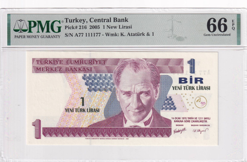 Turkey, 1 New Lira, 2005, UNC, p216, 8. Emisyon

PMG 66 EPQ, Super Radar

Es...