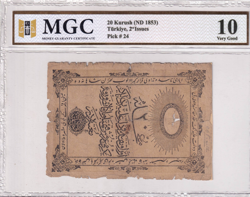 Turkey, Ottoman Empire, 20 Kurush, 1853, FINE, p24, Musa Saffeti

MGC 10, Peri...