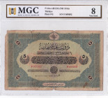 Turkey, Ottoman Empire, 5 Livres, 1916, FAIR, p91, Talat / Janko

MGC 8, V. Mehmed Reşad period, AH: 6 August 1332, sign: Talat/ Janko, There is a t...