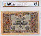 Turkey, Ottoman Empire, 10 Livres, 1918, FINE(+), p110e, Cavid / Hüseyin Cahid

MGC 15, VI. Mehmed Vahdeddin period, AH: 28 March 1334, sign: Cavid/...