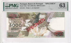 Portugal, 5.000 Escudos, 1988\1993, UNC, p184s, SPECIMEN

PMG 63

Estimate: USD 400-800