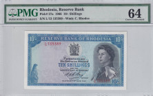 Rhodesia, 10 Shilings, 1966, UNC, p27a

PMG 64, Queen Elizabeth II Portrait

Estimate: USD 500-1.000