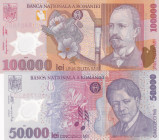 Romania, 50.000-100.000 Lei, 2001, UNC, p113; p114, (Total 2 banknotes)

Polymer

Estimate: USD 30-60