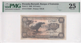 Rwanda-Burundi, 10 Francs, 1960, VF, p2

PMG 25

Estimate: USD 250-500