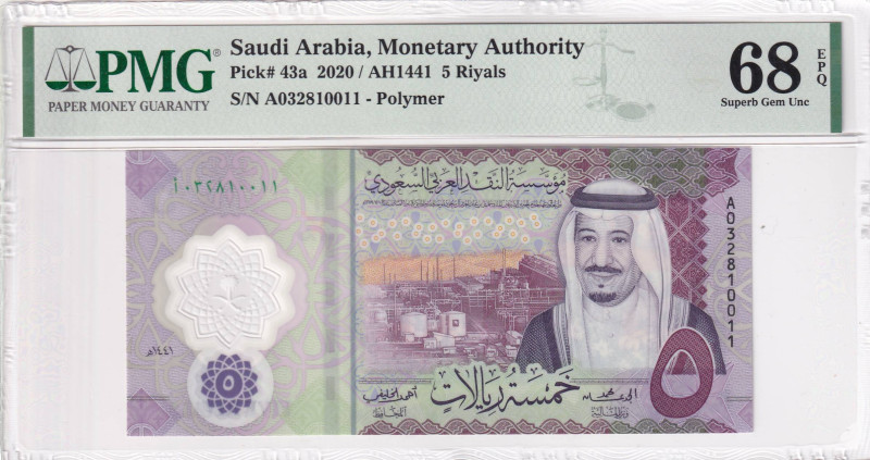 Saudi Arabia, 5 Riyals, 2020, UNC, p43a

PMG 68 EPQ *, Polymer

Estimate: US...