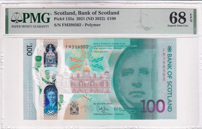 Scotland, 100 Pounds, 2021, UNC, p135a

PMG 68 EPQ, High Condition , Polymer
...