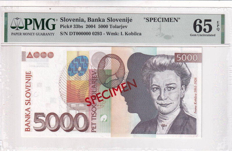 Slovenia, 5.000 Tolarjev, 2004, UNC, p33bs, SPECIMEN

PMG 65 EPQ

Estimate: ...