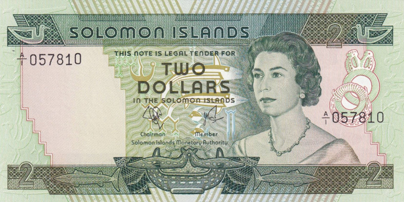 Solomon Islands, 2 Dollars, 1977, UNC, p5

Queen Elizabeth II Portrait

Esti...