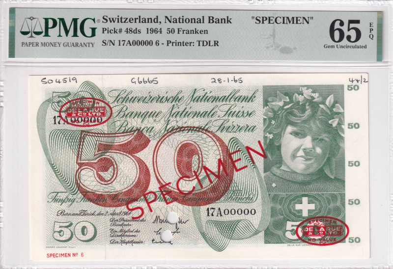 Switzerland, 50 Franken, 1964, UNC, p48ds

PMG 65 EPQ

Estimate: USD 750-1.5...