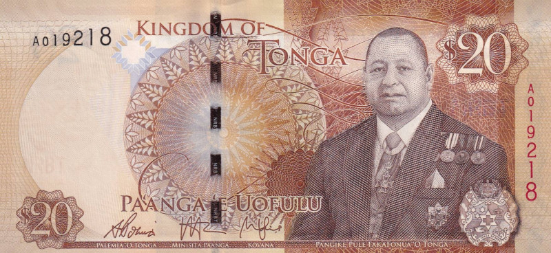 Tonga, 20 Pa'anga, 2015, UNC, p47

Estimate: USD 20-40