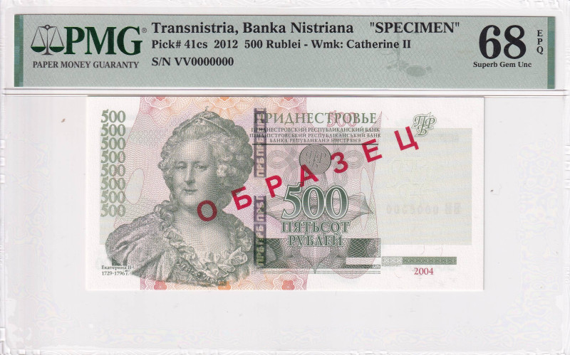 Transnistria, 500 Rubles, 2012, UNC, p41cs, SPECIMEN

PMG 68 EPQ, High Conditi...