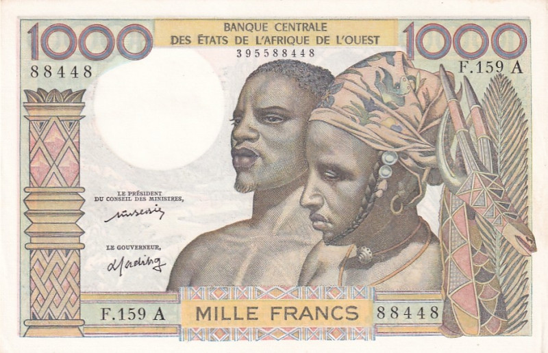 West African States, 1.000 Francs, 1959/1965, UNC(-), p103Ai

Light handling, ...