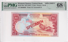 Western Samoa, 5 Tala, 1985, UNC, p26s, SPECIMEN

PMG 68 EPQ, High Condition 

Estimate: USD 75-150