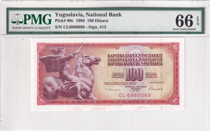 Yugoslavia, 100 Dinara, 1986, UNC, p90c

PMG 66 EPQ

Estimate: USD 25-50