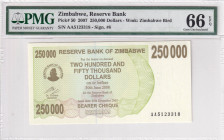 Zimbabwe, 250.000 Dollars, 2007, UNC, p50

PMG 66 EPQ

Estimate: USD 25-50