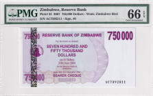 Zimbabwe, 750.000 Dollars, 2007, UNC, p52

PMG 66 EPQ

Estimate: USD 25-50