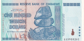 Zimbabwe, 100 Trillion Dollars, 2008, UNC, p91

Estimate: USD 100-200