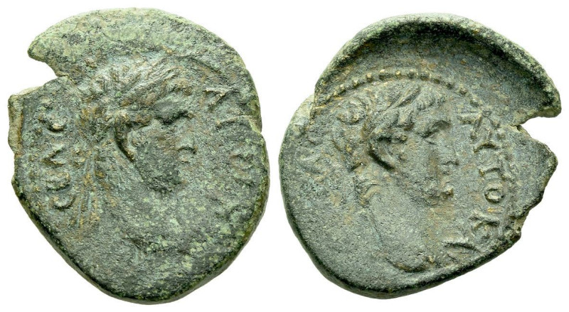 Mysia, Germe Titus and Domitian caesares Bronze circa 69-79, Æ 17.00 mm., 2.90 g...