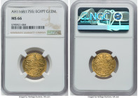 Ottoman Empire. Osman III gold Zeri Mahbub AH 1168 (1755) MS66 NGC, KM97. An impressive conditional outlier and a superb example for the distinguished...
