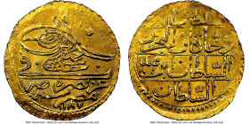 Ottoman Empire. Abdul Hamid I gold Zeri Mahbub AH1187 xxxii MS62 NGC, KM126.2. Obverse Toughra variety. HID09801242017 © 2023 Heritage Auctions | All ...