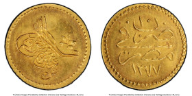 Ottoman Empire. Abdul Aziz gold 5 Qirsh AH 1277 Year 10 (1869) MS66 PCGS, Misr mint (in Egypt), KM255. HID09801242017 © 2023 Heritage Auctions | All R...