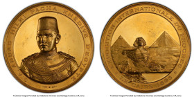 Ottoman Empire. Abdul Hamid II gilt-copper Specimen "Cairo International Exposition" Medal 1895 SP63 PCGS, 66mm. By Stefano Johnson. A substantial com...