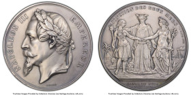 Napoleon III silver Specimen Restrike "Construction of the Suez Canal" Medal 1864-Dated SP62 PCGS, Paris mint (Cornucopia privy), Divo-493. 73mm. By O...