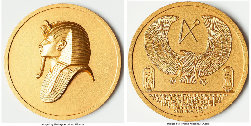 Arab Republic gilt-bronze "50th Anniversary Discovery of King Tut's Tomb" Medal ...