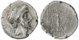 CAPPADOCIAN KINGDOM: Ariobarzanes III Philoromaios, 52-42 BC, AR drachm (3.96g), uncertain date, S-7304, diademed king's head right, bearded // Athena...