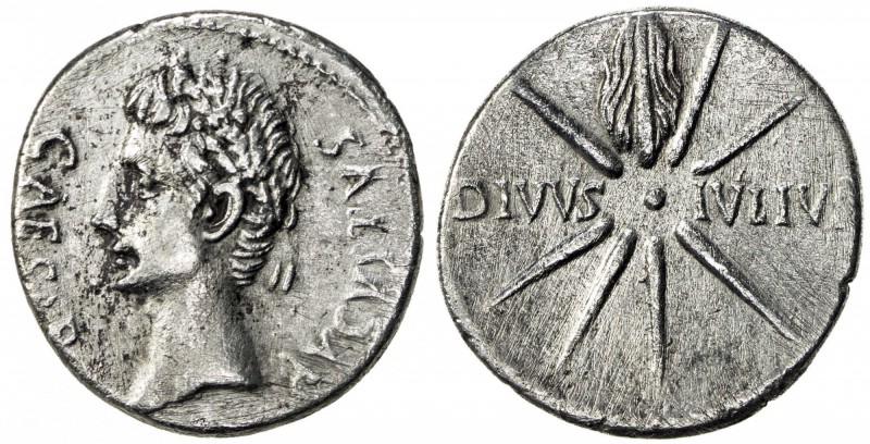 ROMAN EMPIRE: Augustus, 27 BC-14 AD, AR denarius (3.47g), Caesar Augustus (19-18...