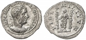 ROMAN EMPIRE: Macrinus, 217-218 AD, AR denarius (2.66g), Rome (217-218), S-7335, FIDES MILITVM, Fides Militum standing facing, but his head turned to ...