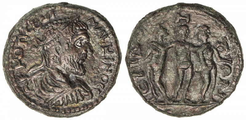 ROMAN EMPIRE: Macrinus, 217-218 AD, AE 25 (9.53g), ND, Wildwinds—, Pamphylia, Si...