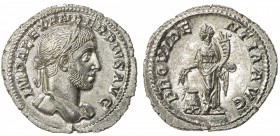 ROMAN EMPIRE: Severus Alexander, 222-235 AD, AR denarius (2.74g), Rome (232), S-7922, PROVIDENTIA AVG, Annona standing, holding corn-ear & cornucopia,...