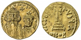 BYZANTINE EMPIRE: Constans II, 641-668, AV solidus (4.31g), Constantinople, S-959, Officina A, crowned facing busts of Constans with long beard at lef...
